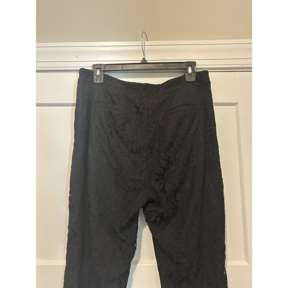 Crown & Ivy Pants Women’s Size 8 Black Lace Flat Front Tapered Leg Pockets Zip - Picture 5 of 6